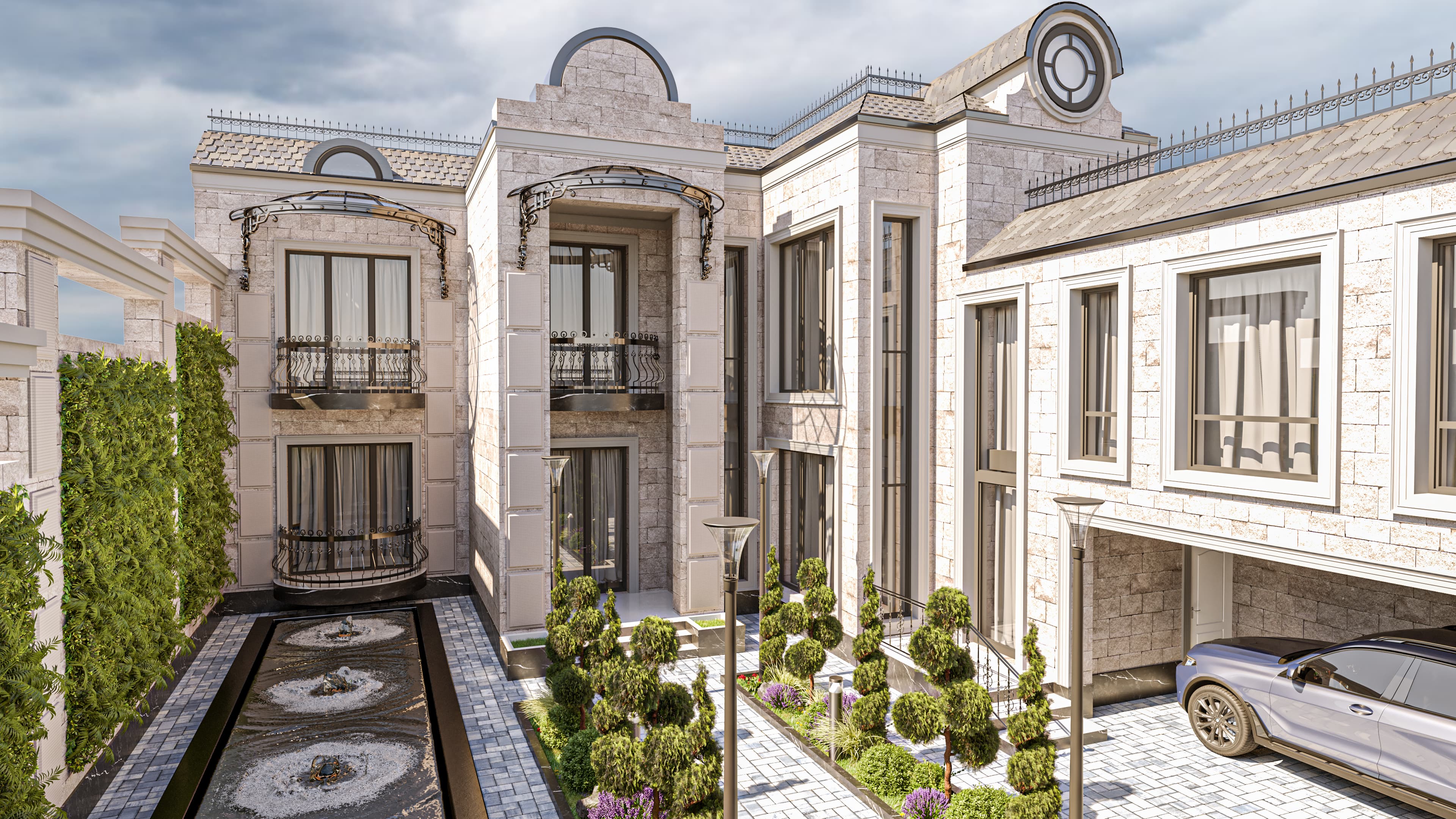 Klassik fasad — balkon va detallar — Kattaroq ochish 2